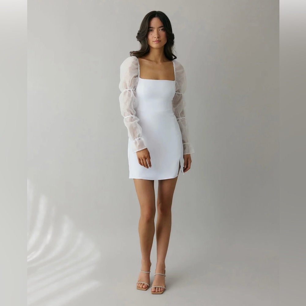 Park & Fifth Leslie White Puff Sleeve Dress